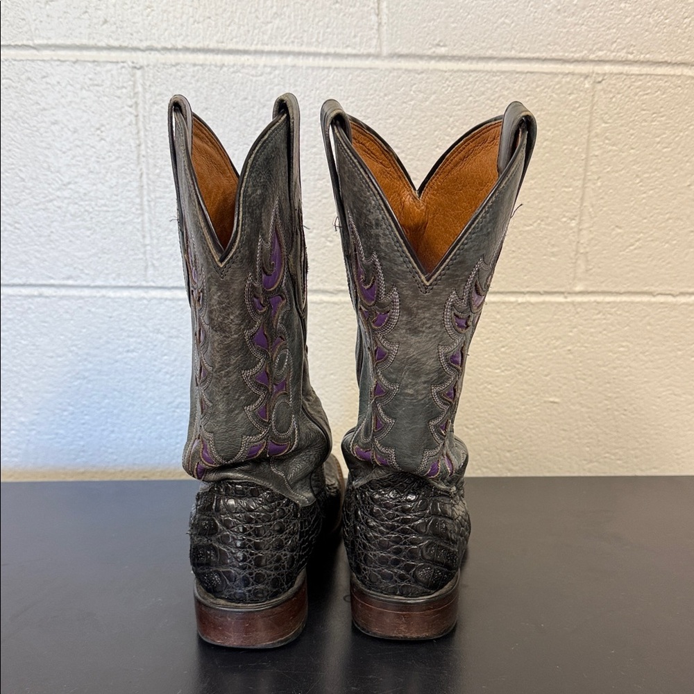 Lucchese Black and Purple Women's Boots - Picture 4 of 7